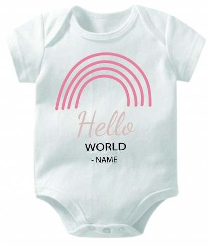 Personalised Hello World White Unisex Baby Romper